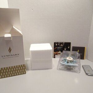 Luminara Christmas Blue Berry Real Flame Effect Candle Glass Ornament  w/Remote